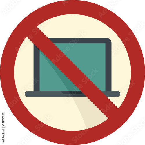 Laptop digital detoxing icon flat vector. Computer use screen. Internet off detox isolated