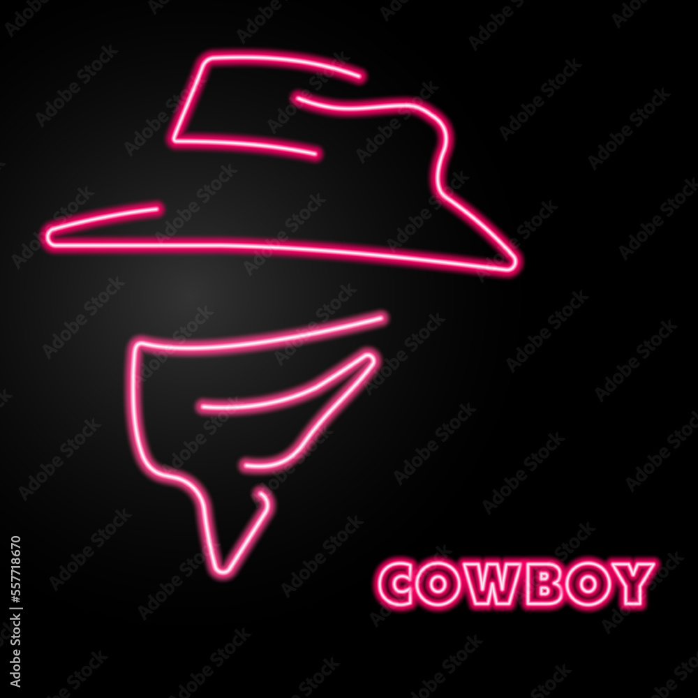 cowboy neon sign, modern glowing banner design, colorful modern design