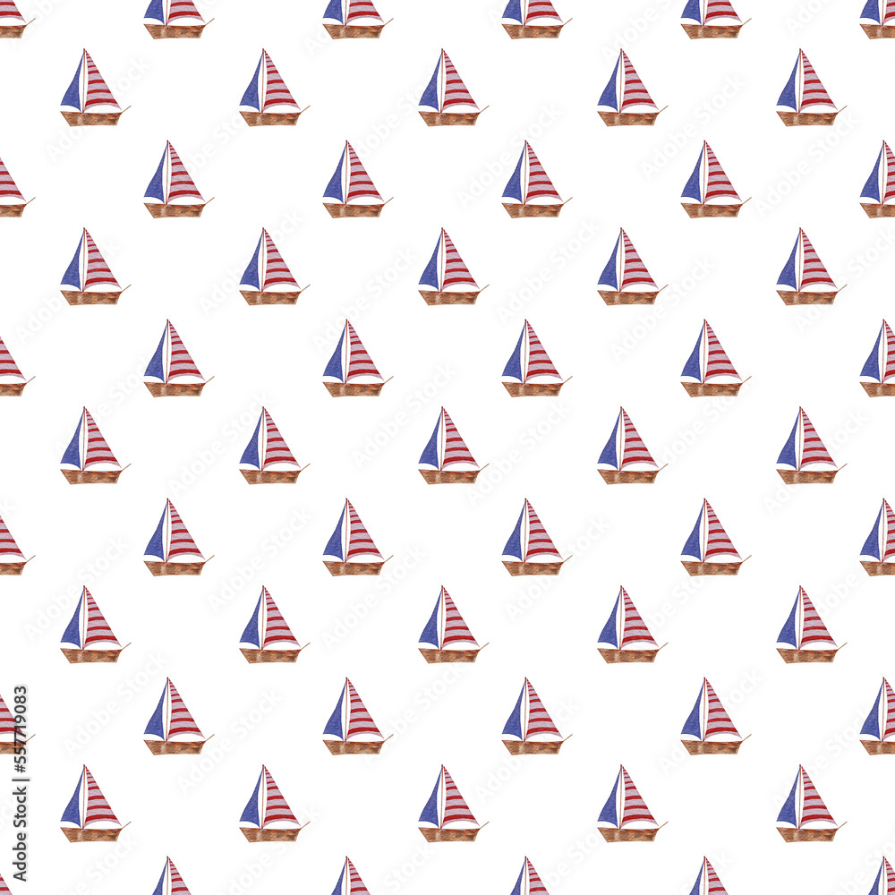 Seamless pattern with sailing. Cute Marine pattern for fabric, baby clothes, background, textile, wrapping paper and other decoration Seamless pattern with sailing. Cute Marine pattern for fabric, baby clothes, background, textile, wrapping paper and other decoration