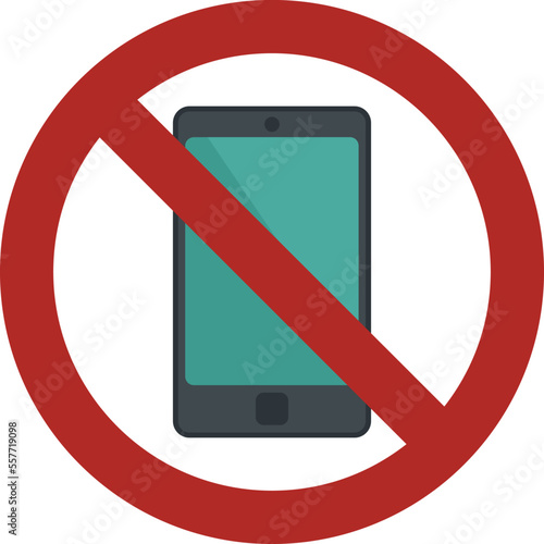 Restricted phone icon flat vector. Turn off smartphone. Silence mobile phone isolated
