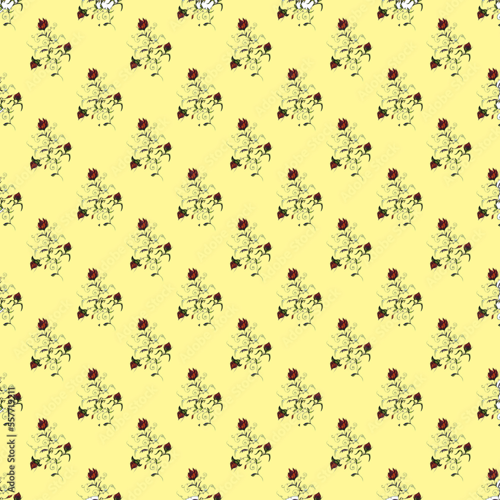 Blooming midsummer meadow seamless pattern. Plant background for fashion, wallpapers, print