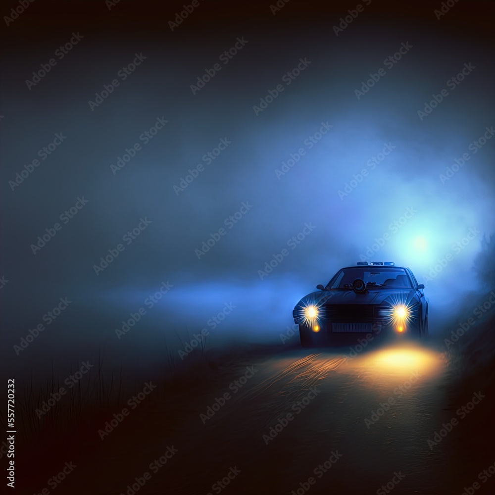 A mysterious car waits on a lonely road. A mysterious car waits on a lonely road.