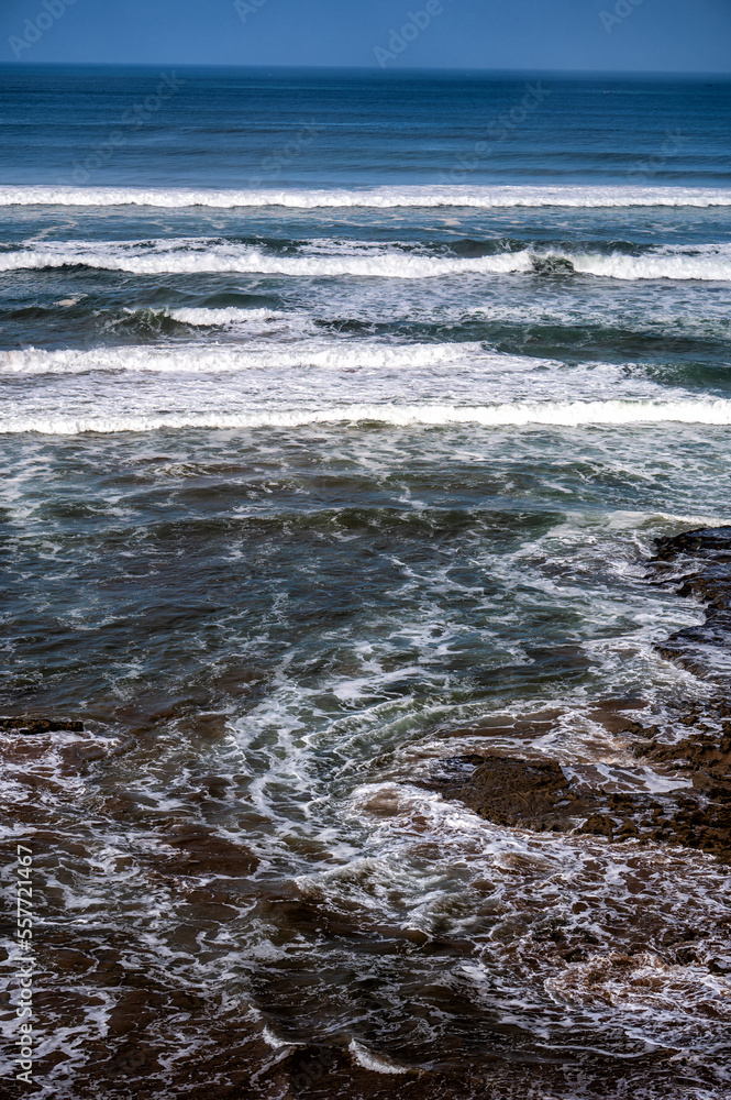 High tide and huge waves in the Atlantic Ocean, Morocco.