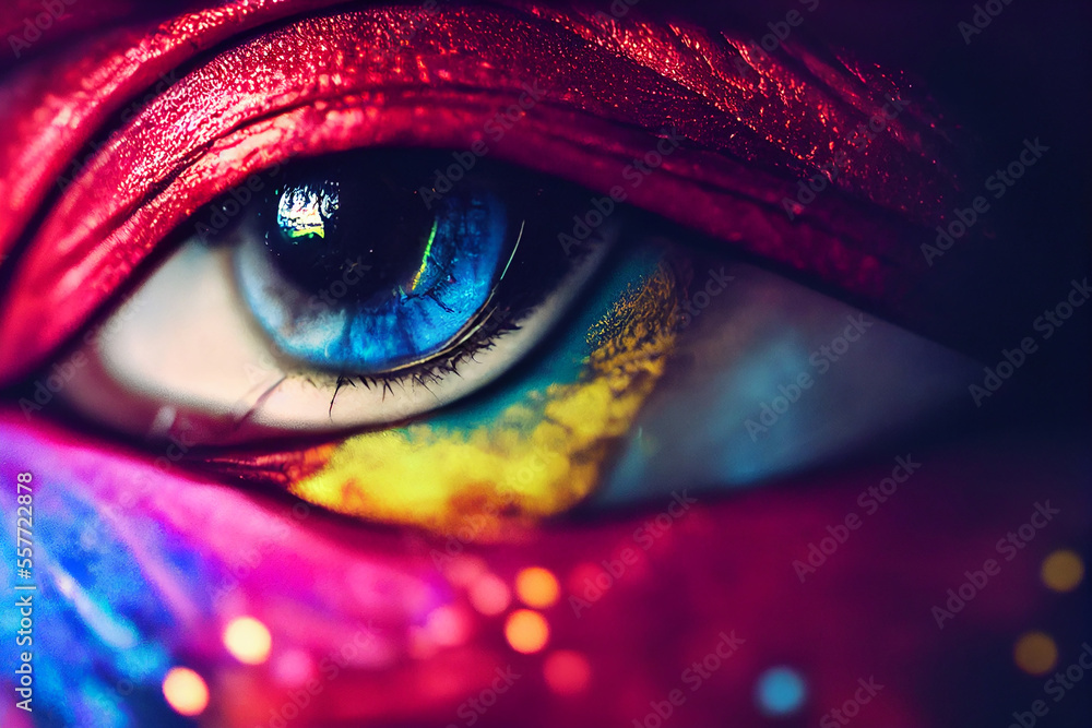 close macro photo shot of an eye of an elf girl, magic is seen deep inside close macro photo shot of an eye of an elf girl, magic is seen deep inside
