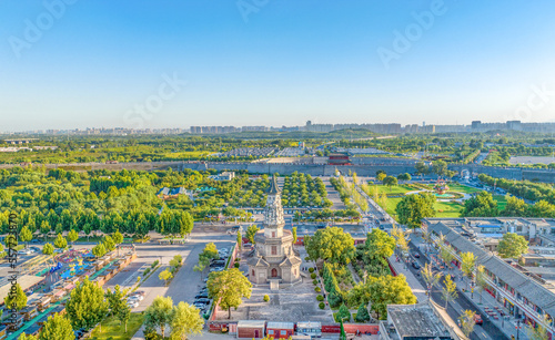 Aerial photo of Guanghui Temple in Zhengding Ancient City  Zhengding County  Shijiazhuang City  Hebei Province  China