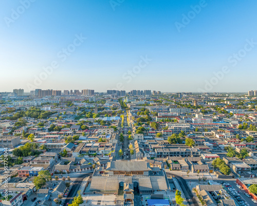 Panorama of Zhengding Yanghe Building and Zhengding Historical and Cultural Street  Zhengding County  Shijiazhuang City  Hebei Province  China