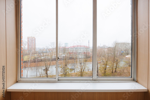 interior decoration of the interior of the balcony of a residential apartment. view from the balcony. © gluschenkoart