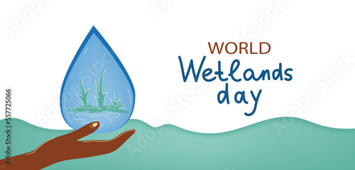 world wetlands day, vector doodle banner illustration