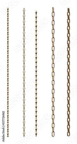 Set of realistic golden chains. 3d illustration.
