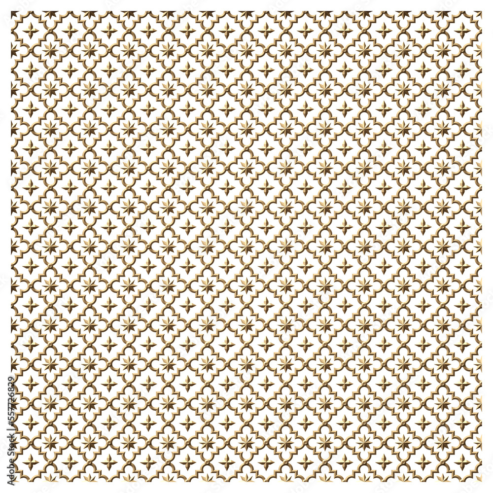 Arabic gold vintage pattern. 3d illustration