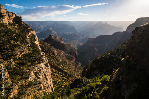 Sunrise over valley of the Grand Canyon in USA