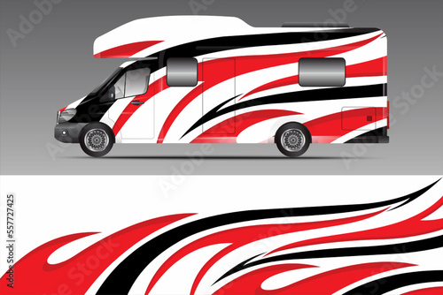 white background design for camping car livery wrap and more photo