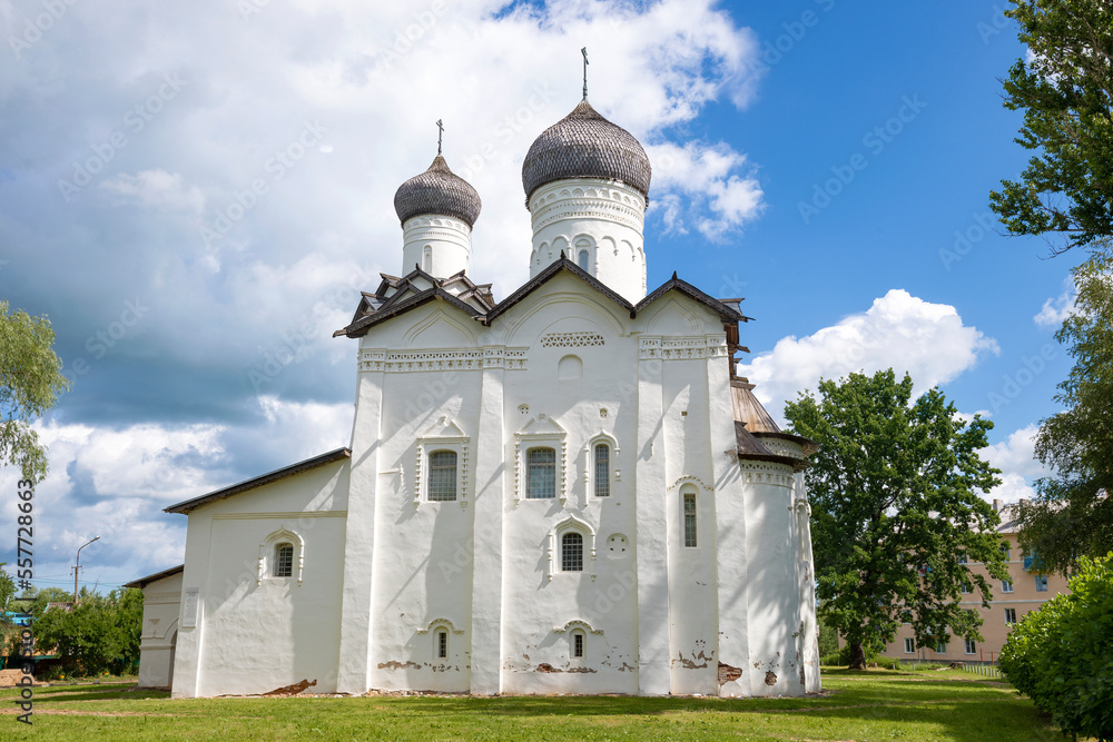 Medieval Cathedral of the Transfiguration of the Savior (1198) on a July afternoon. Staraya Russa, Russia