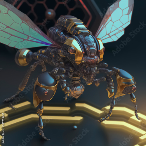 very detailed and cool bee robot design.