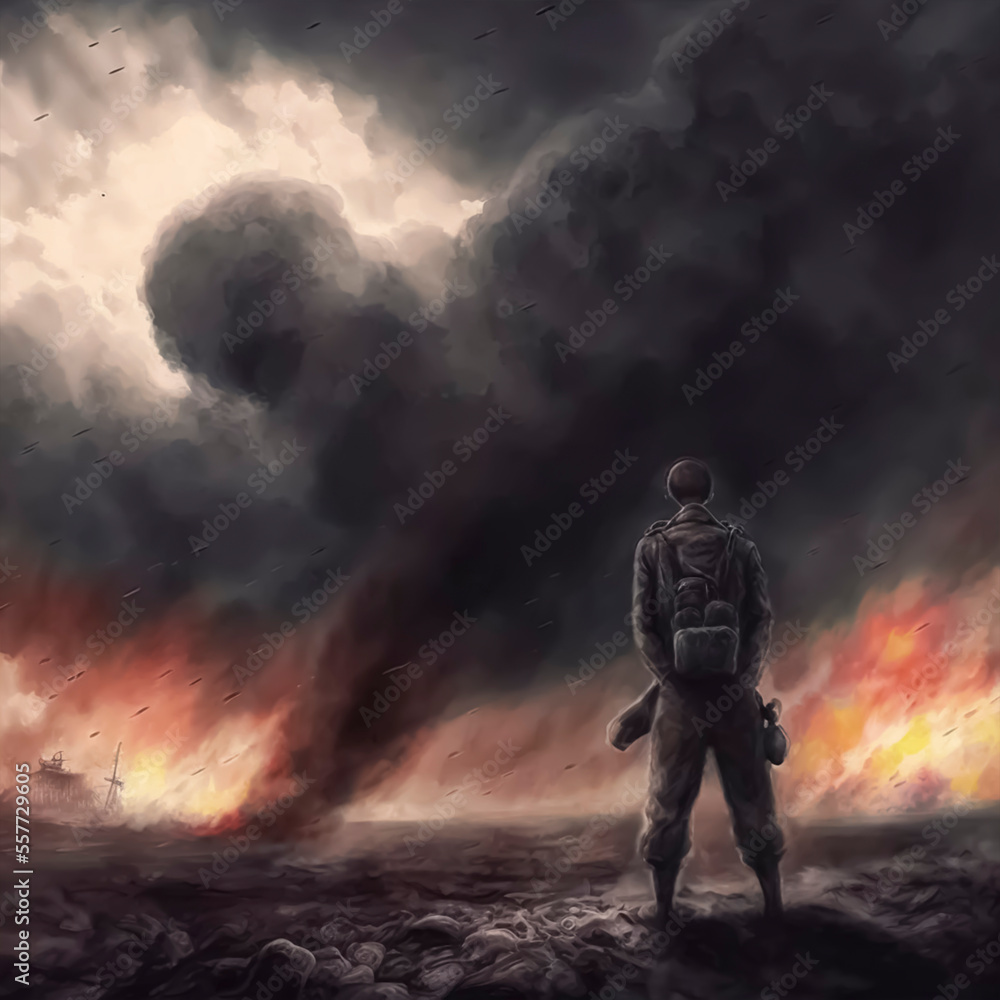 army battle in the battlefield where there are explosions and dead bodies. army battle in the battlefield where there are explosions and dead bodies.