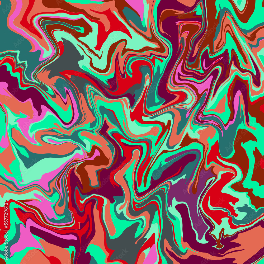 Abstract bright colored wavy stripes, layered swirl marble pattern Vivid red, green, orange and purple shades Abstract bright colored wavy stripes, layered swirl marble pattern Vivid red, green, orange and purple shades