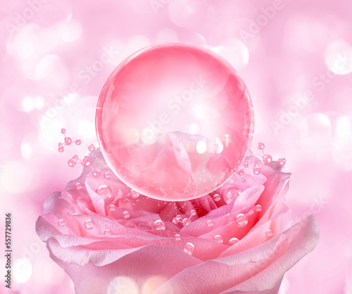 bubble and rose background for cosmetic product