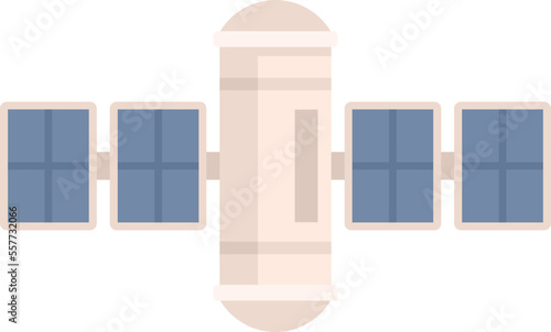 Space station exploration icon flat vector. Mars international ship. Astronaut spaceship isolated
