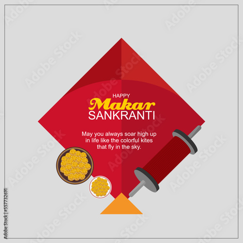 illustration of Happy Makar Sankranti concept with colorful kite string for festival of India