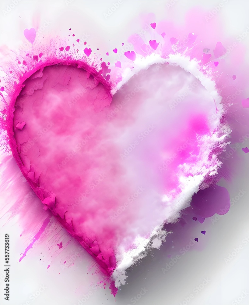  Heart shaped colors splash on white background