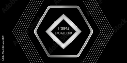 Abstract white hexagon black background