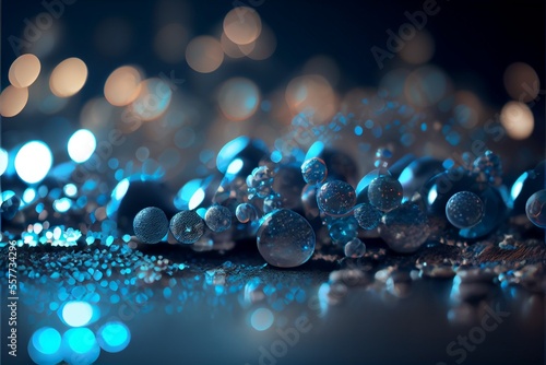 water drops on blue bokeh background