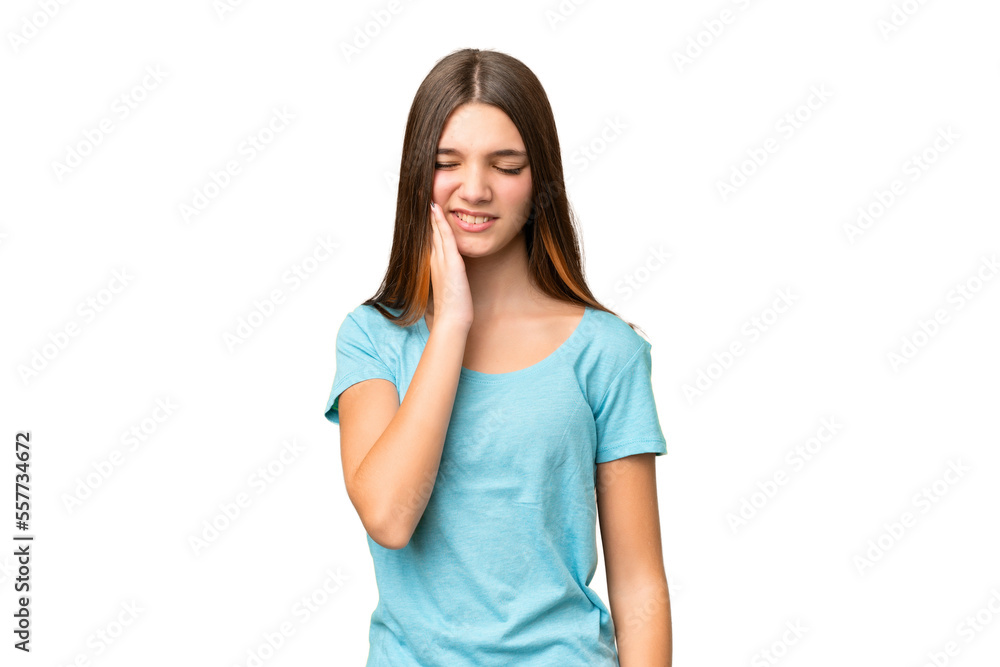 Teenager girl over isolated chroma key background with toothache Teenager girl over isolated chroma key background with toothache