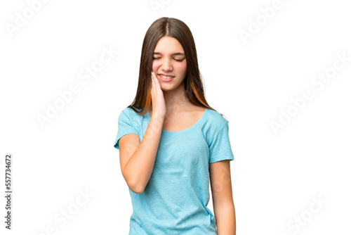 Teenager girl over isolated chroma key background with toothache © luismolinero
