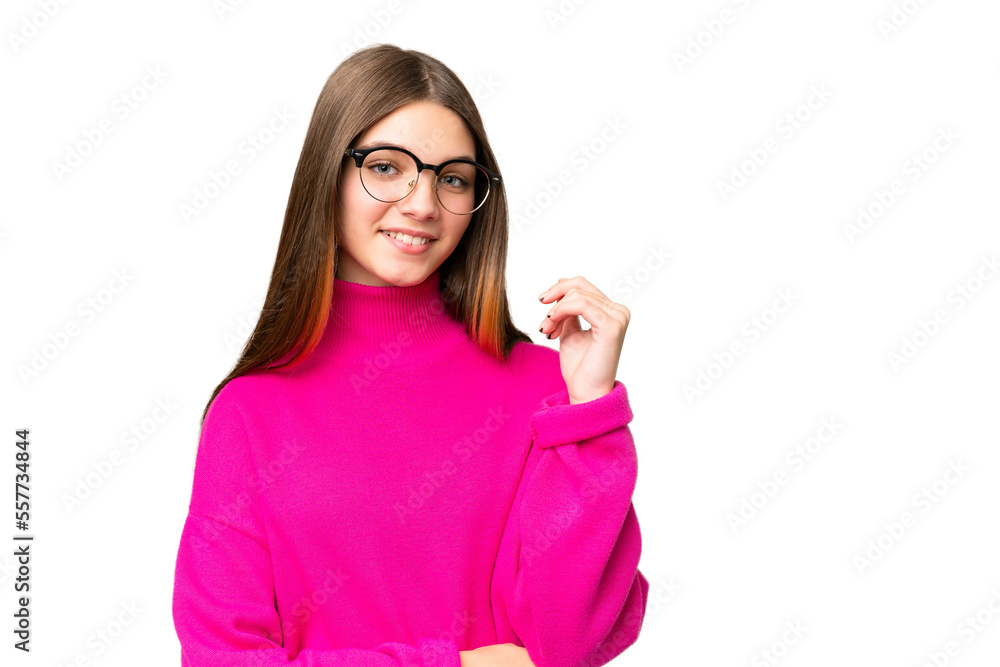 Teenager girl over isolated chroma key background laughing Teenager girl over isolated chroma key background laughing