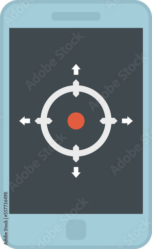 Smartphone gyroscope icon flat vector. Phone accelerometer. Mobile sensor isolated