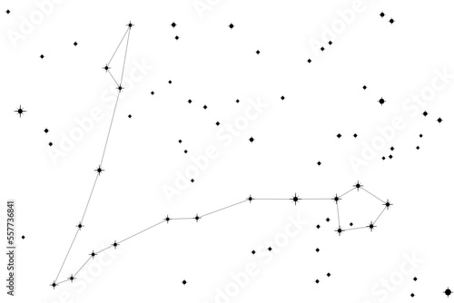 Simple astronomical illustration of the constellation Pices (the fish). Transparent PNG design element for websites, print and other graphics. photo