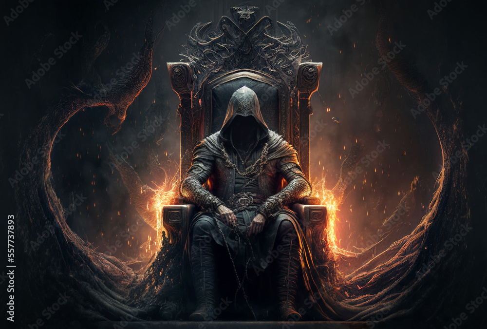 Naklejka premium demon sitting on a throne