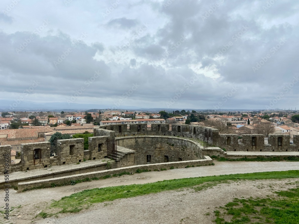 view of the city of carcassonne from the medieval cité