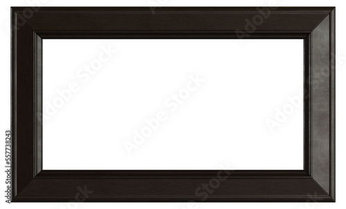 Fototapeta Naklejka Na Ścianę i Meble -  Isolated 2:1 landscape dark wood picture frame. 3D rendering