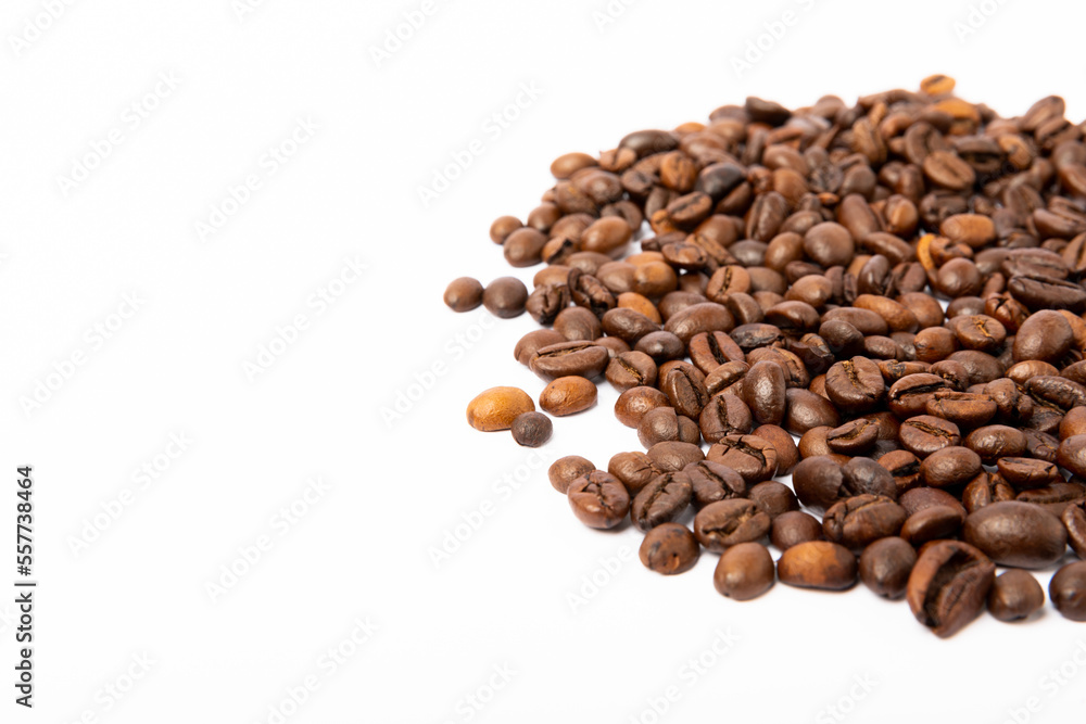 Coffee beans. Isolated on white background. Place for copy space. Place for text. MOCAP Coffee beans. Isolated on white background. Place for copy space. Place for text. MOCAP