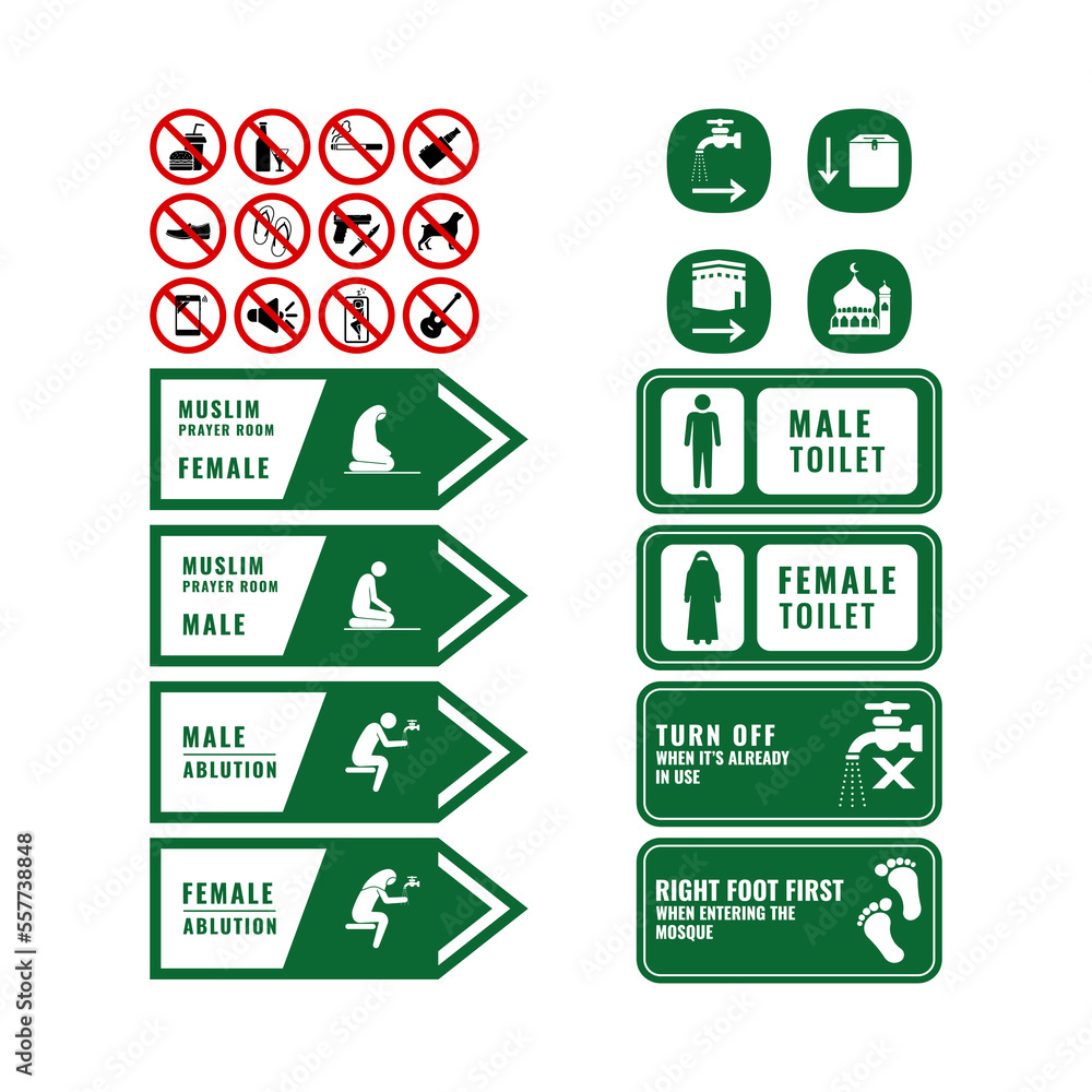 Mosque prohibition and direction sign graphic design vector illustration Mosque prohibition and direction sign graphic design vector illustration