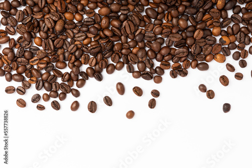 Coffee beans. Isolated on white background. Place for copy space. Place for text. MOCAP © Avocado_studio