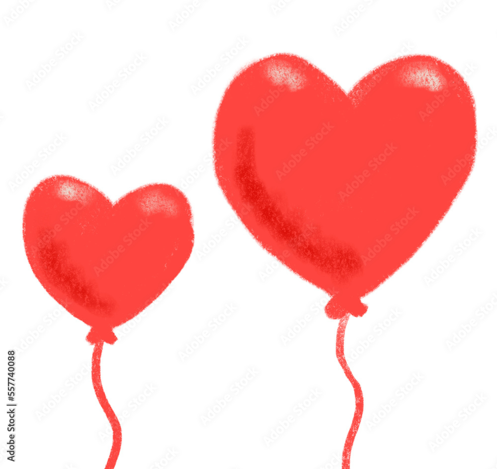 Valentine heart love shape balloon deocration hand drawing illustration element