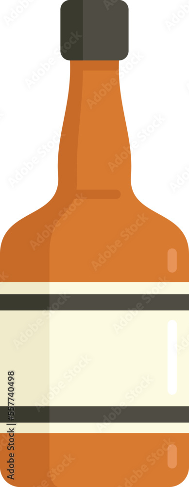 Whiskey bottle icon flat vector. Alcohol glass bottle. Liquor rum isolated Whiskey bottle icon flat vector. Alcohol glass bottle. Liquor rum isolated