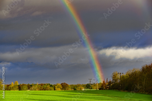 Rainbow over the field.