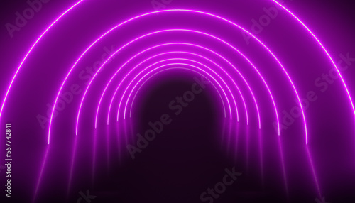 Illustation of glowing neon tunnel in magenta