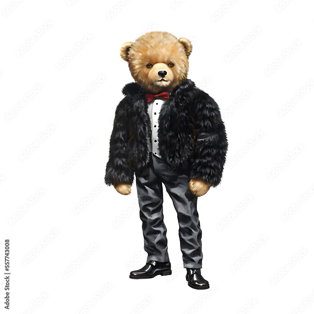teddy bear wearing fur and tuxedo teddy bear wearing fur and tuxedo