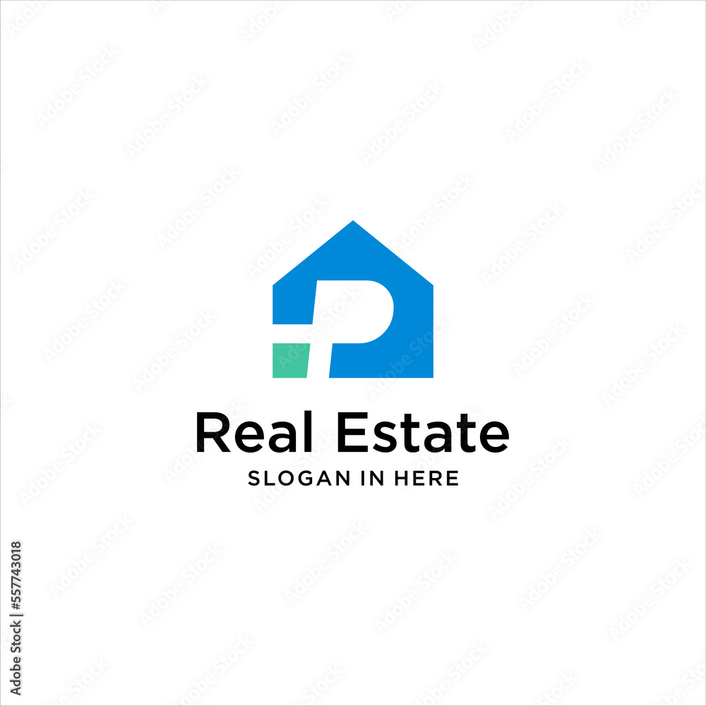abstract home symbol with letter p logo design abstract home symbol with letter p logo design
