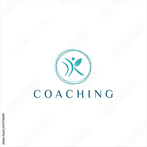 organic coaching logo design,letter K leaf vector idea