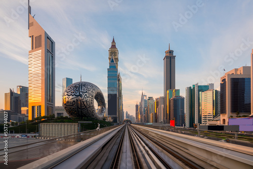 Fotografi High rise building and museum of the future in Dubai downtown photo taken from D