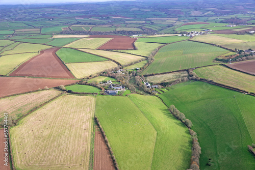 Aerial view of fields in Devon photo