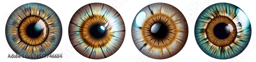 Close up of eye iris on black background, macro, generated AI