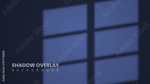 Realistic shadow overlay background. Dark room interior with moonlight coming through the window