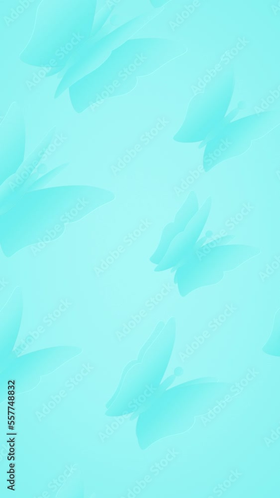 Paper flying butterfly on cyan background postcard. Vector symbols of love in butterfly shape for Happy Women, Valentine's Day, birthday greeting card design. Papercut style - 4K Full HD seamless loop Paper flying butterfly on cyan background postcard. Vector symbols of love in butterfly shape for Happy Women, Valentine's Day, birthday greeting card design. Papercut style - 4K Full HD seamless loop