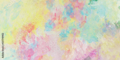 Colorful watercolor background texture on white paper background. Abstract watercolor background handprint colorful gradient ink.  © Ahmad Araf